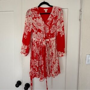 H&M Red and White Floral Dress